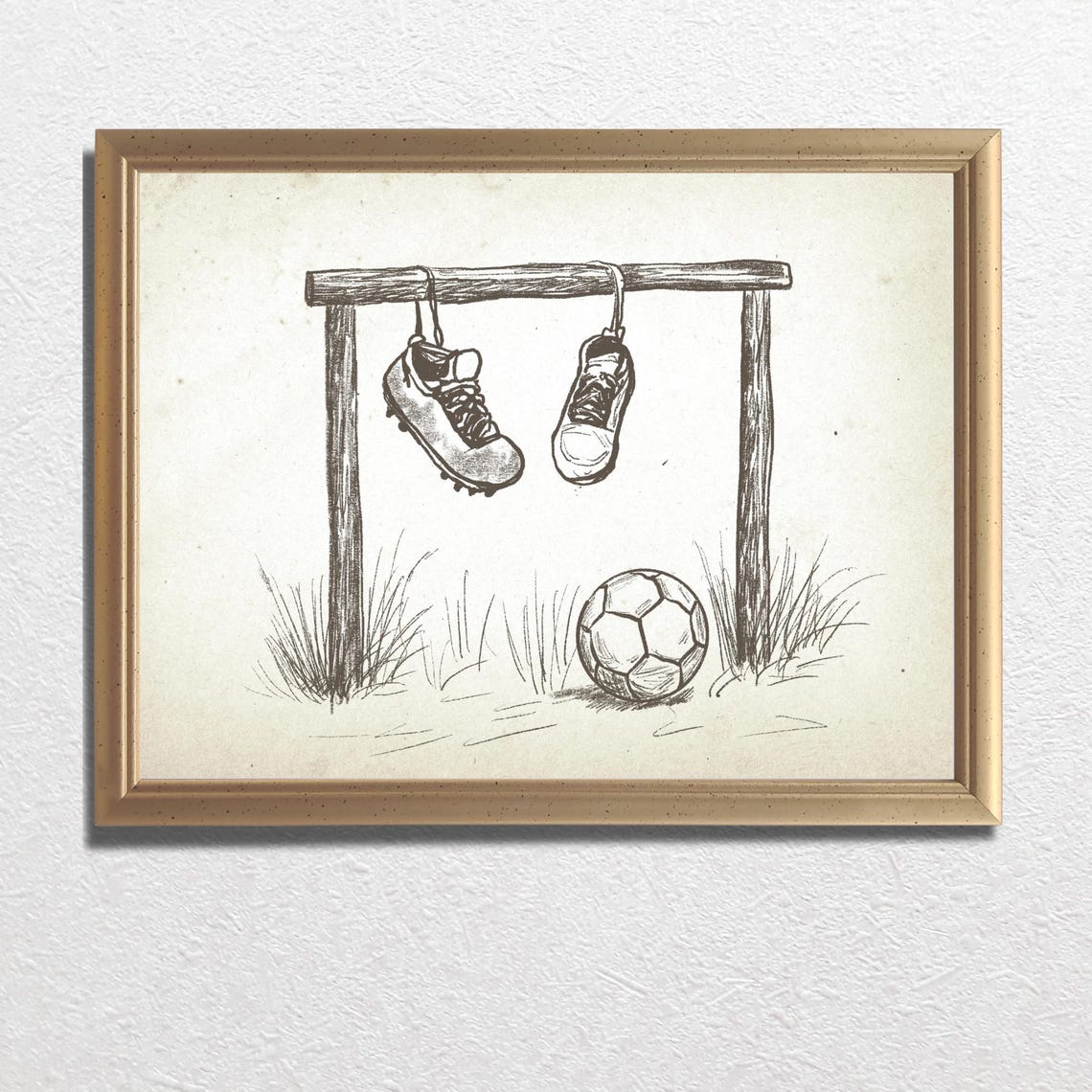 Vintage Soccer Nursery Print Football Kids Room Sketch Sports Gallery Wall Gender Neutral Football Boots Prints Boys Room - Image 3