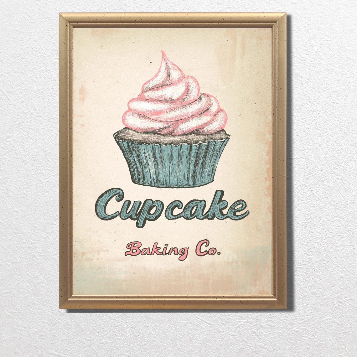 Pink Frosting Cupcake Baking Company Vintage Bakery Kitchen Poster - Image 3