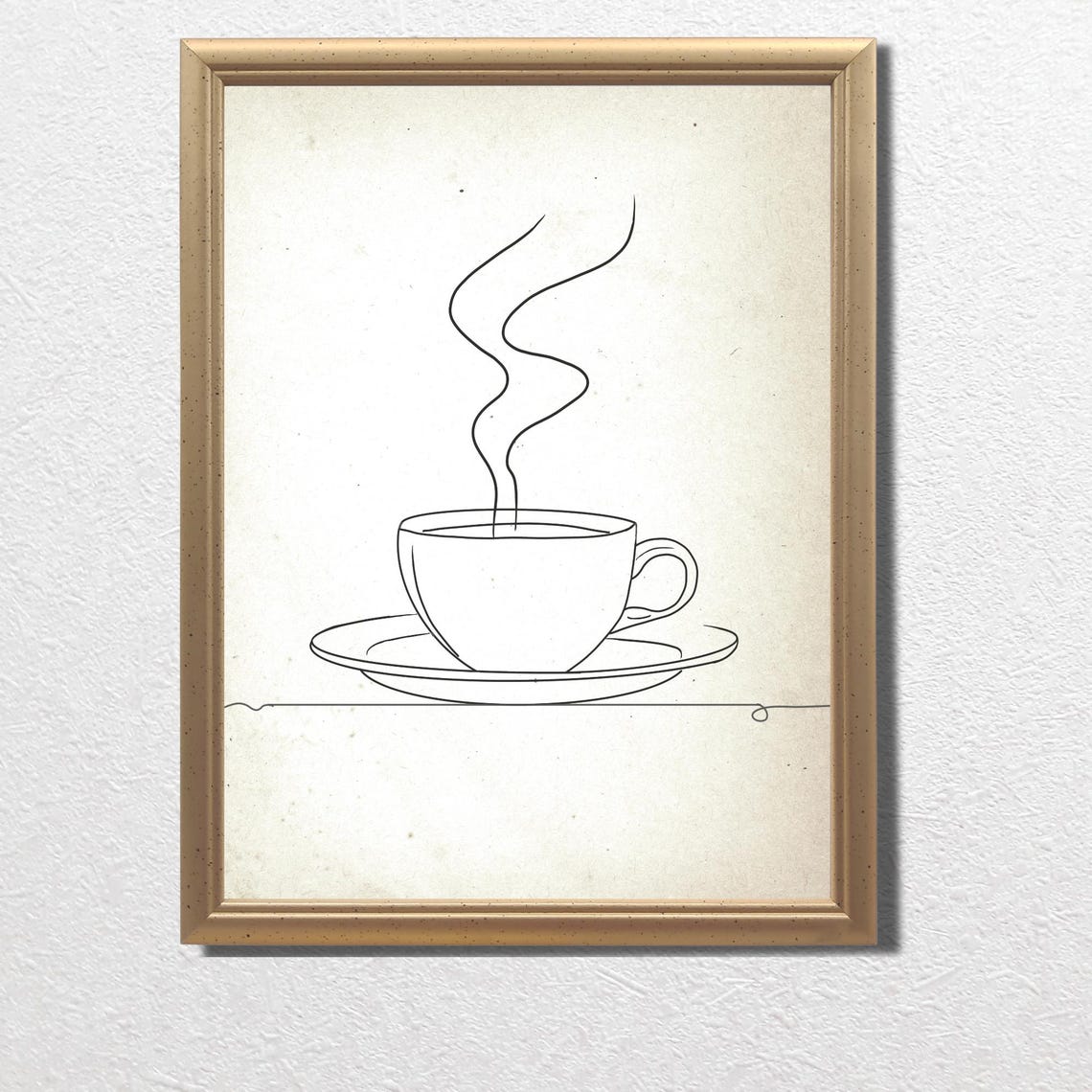 Minimalist Line Art Steaming Coffee Cup Kitchen Decor Poster - Image 3