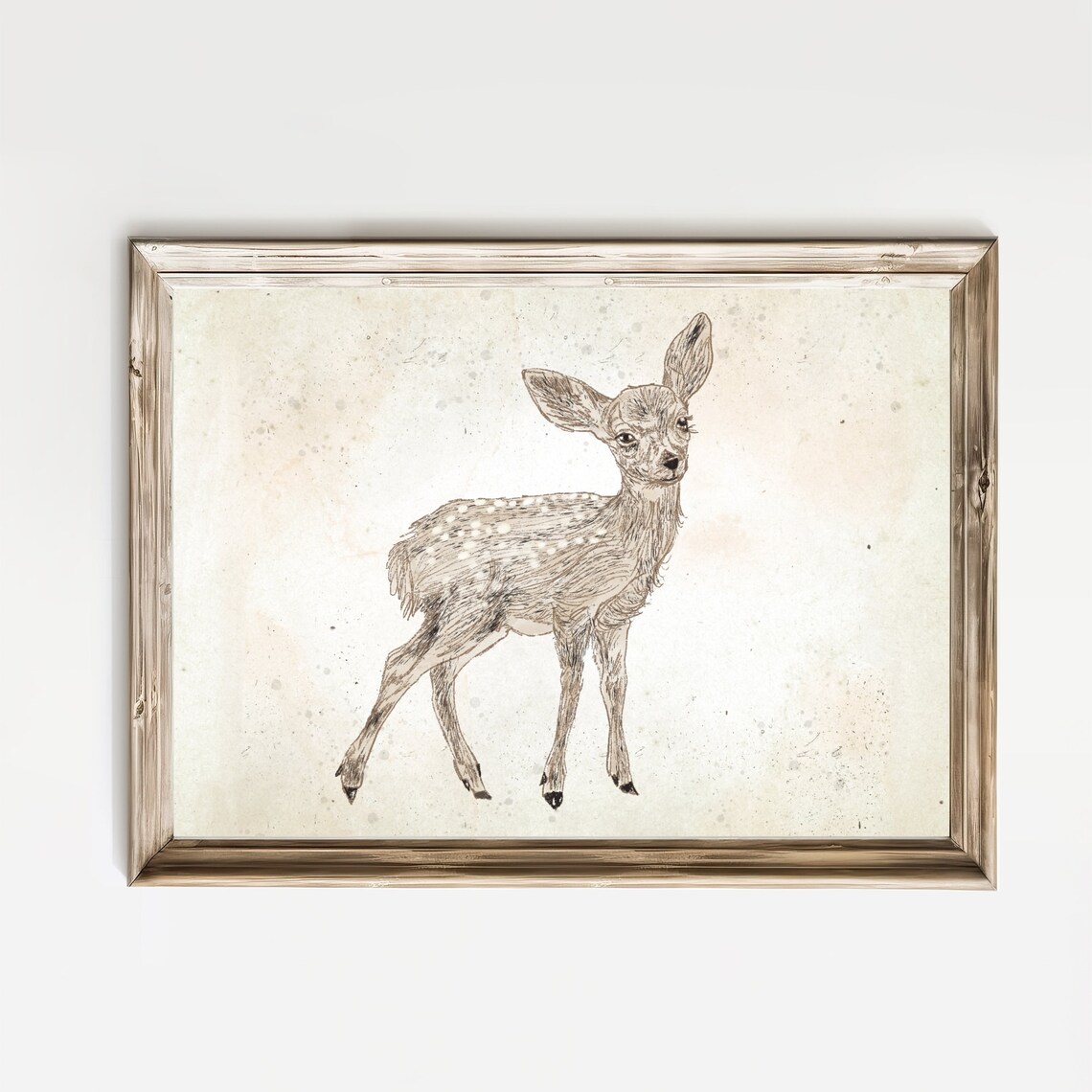 Vintage Nursery Deer Sketch Print, Baby Room Decor