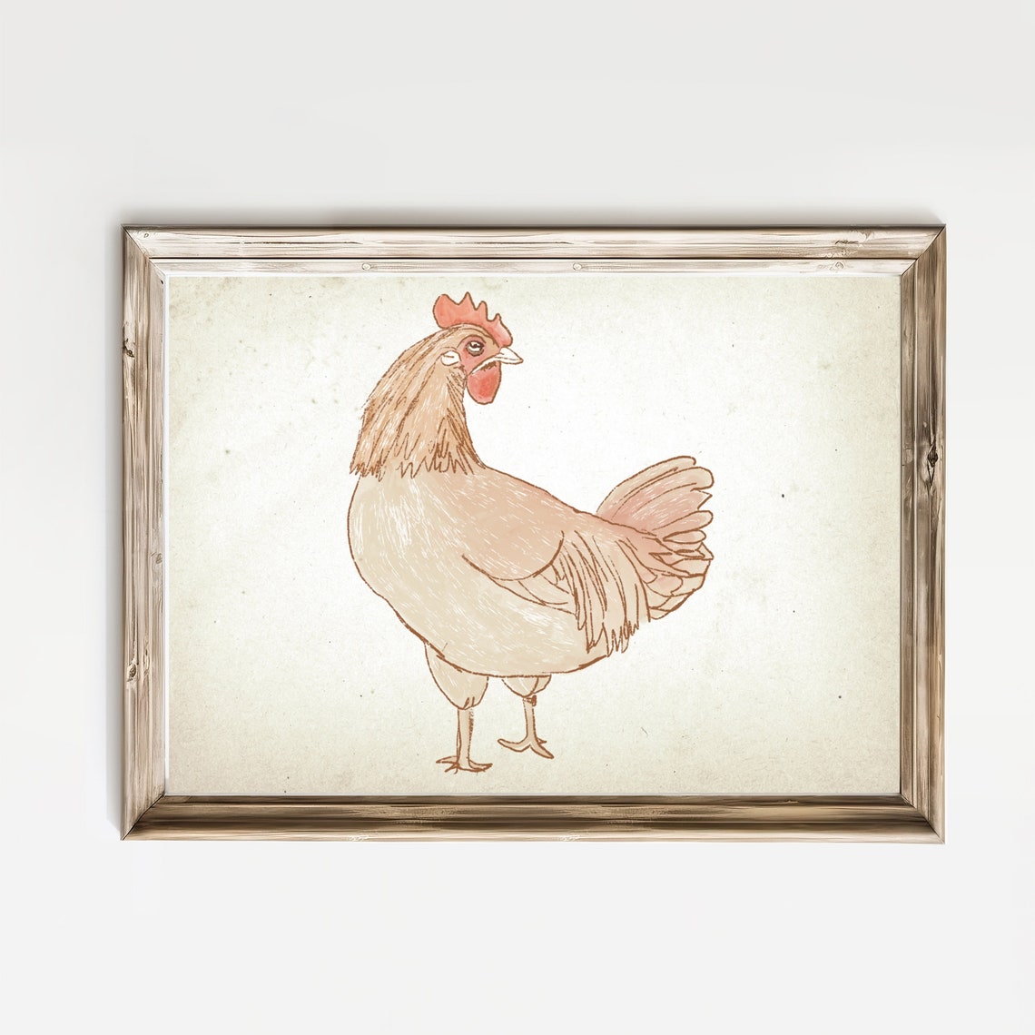 Chicken Hen Antique Ink Sketch Neutral Farmhouse Nursery Poster - Image 3