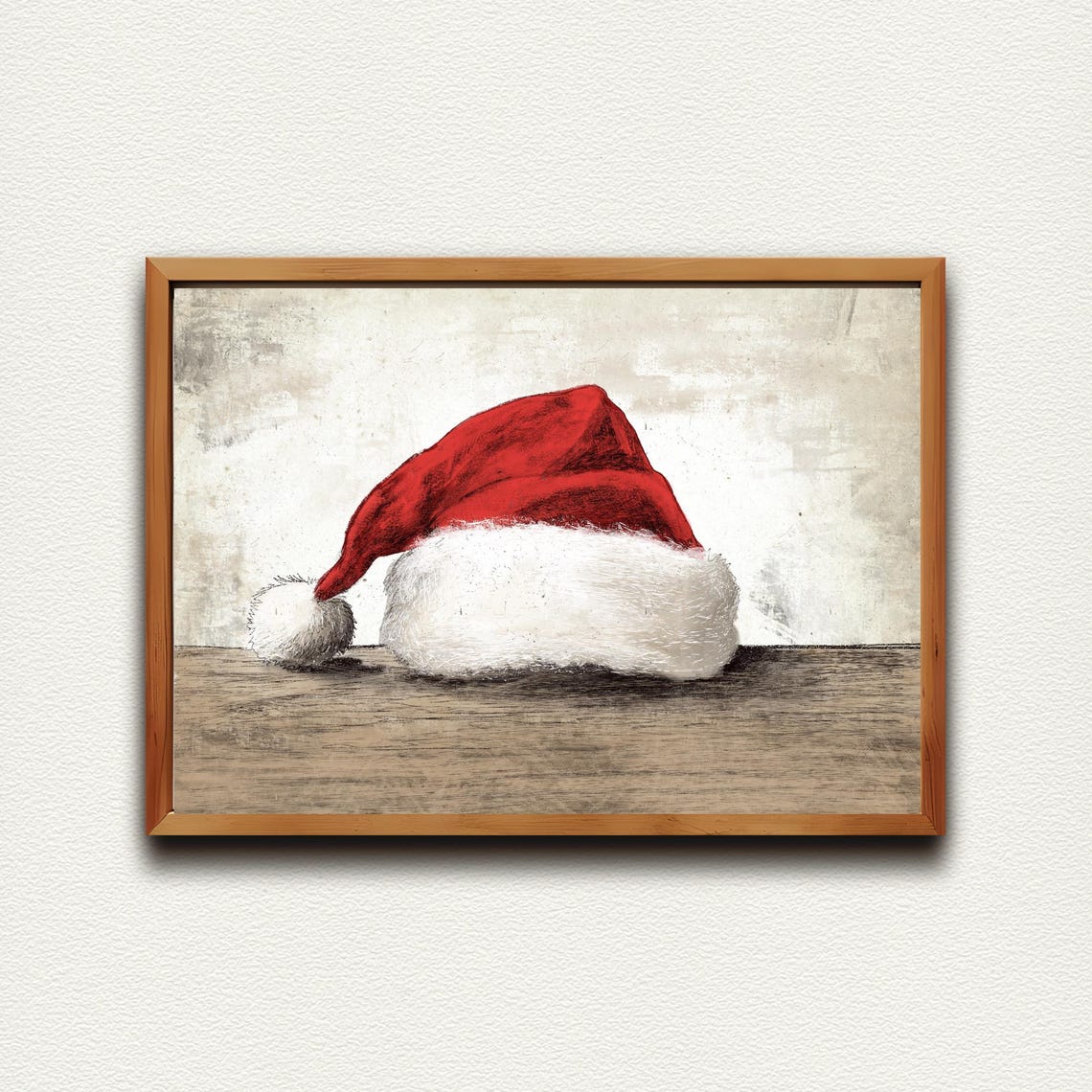 Santa Hat Resting On Wooden Table In Vintage Christmas Style Poster - Image 4
