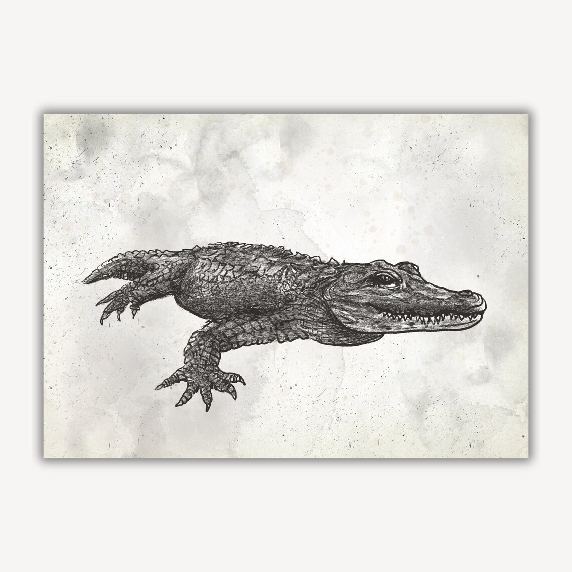 Safari Crocodile Wildlife Sketch Vintage Nursery Animal Poster - Image 2