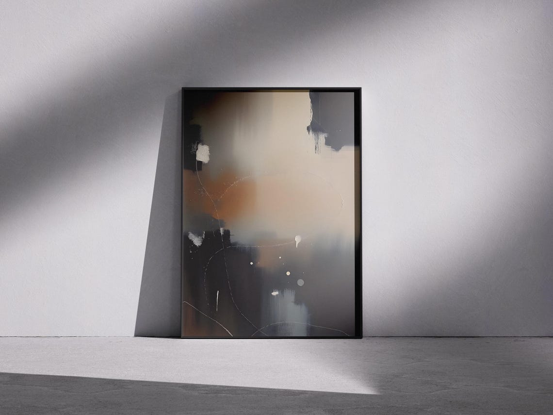 Terracotta Abstract Brushstroke Art Print Modern Minimalist Painting