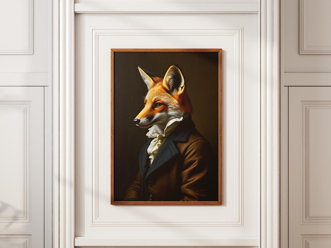Victorian Fox Portrait Print Regal Anthropomorphic Animal Art