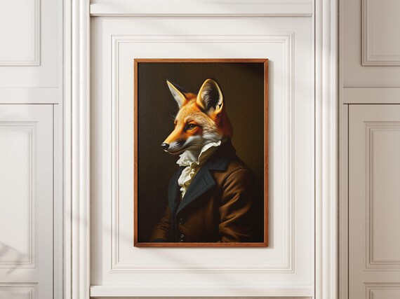 Victorian Fox Portrait Print Regal Anthropomorphic Animal Art