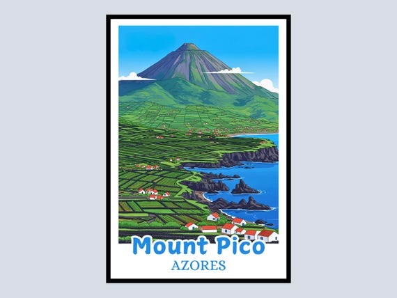Mount Pico Azores Framed Poster Portugal Travel Gift Nature Wall Art Landscape Print Mountain Scenery Home Decor