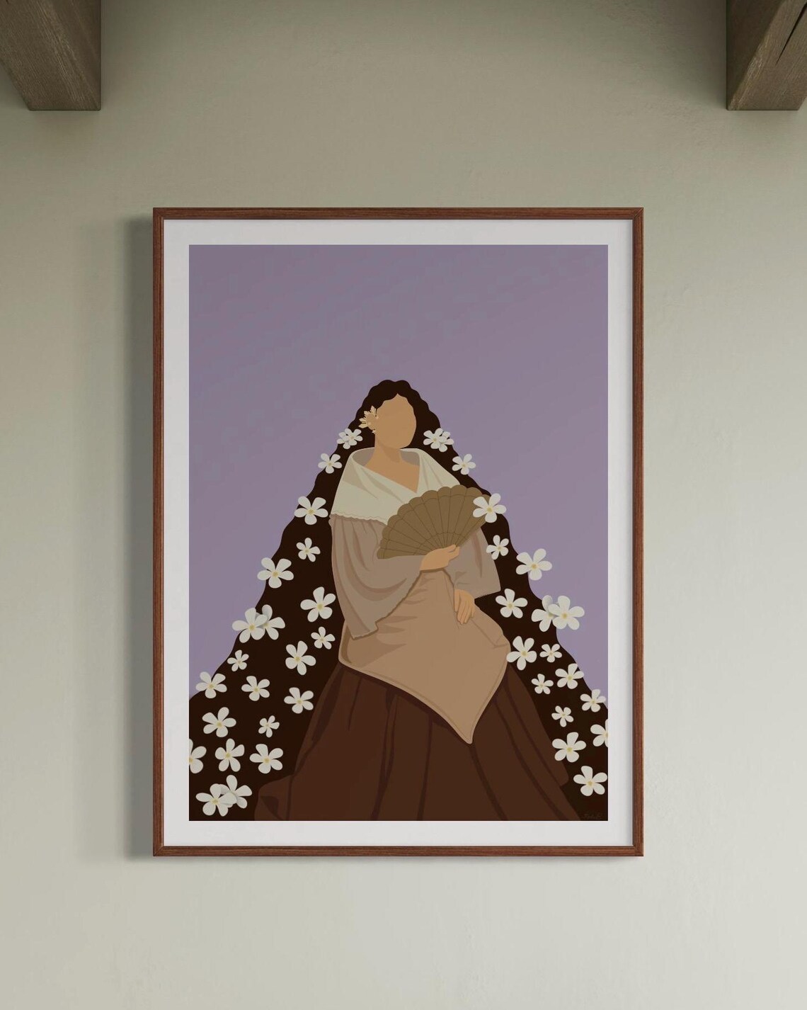 Filipino Heritage Sampaguita Girl Traditional Dress Purple Floral Poster
