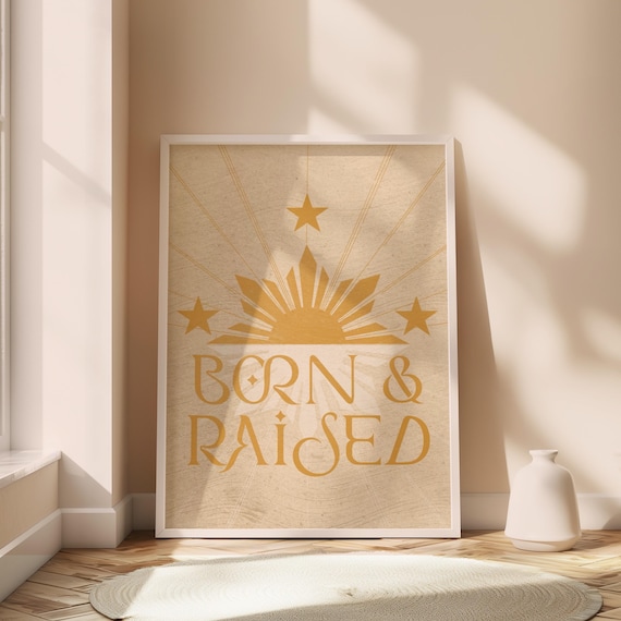 Born Raised Philippine Sun Three Stars Filipino Pride Heritage Poster