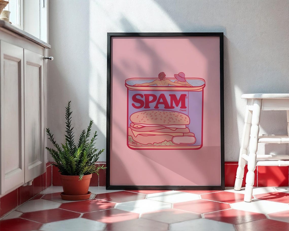 Spam Can Swimming Pool Funny Retro Kitchen Wall Art Home Decor