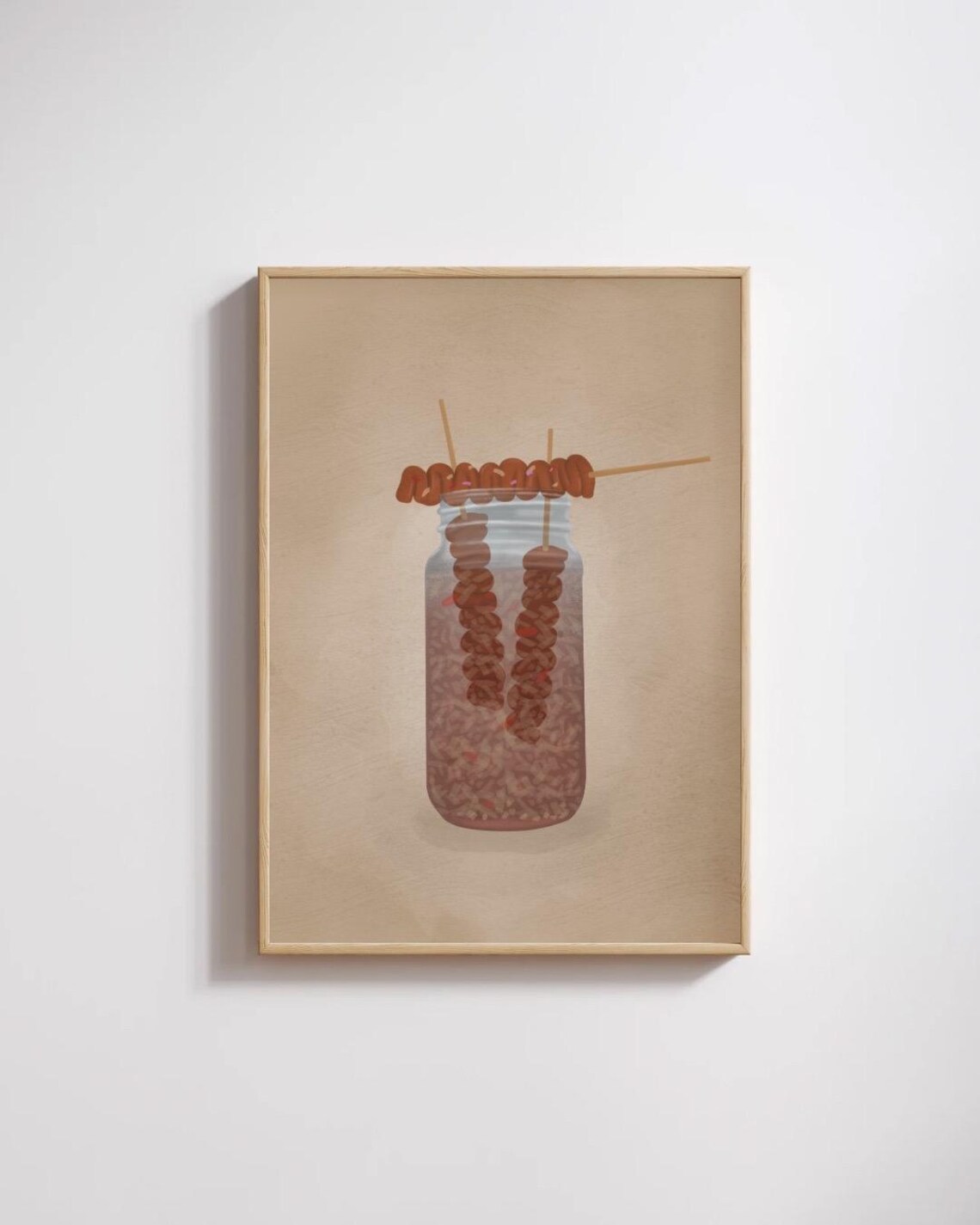 Isaw Filipino Grilled Skewers Minimalist Street Food Illustration Kitchen Poster