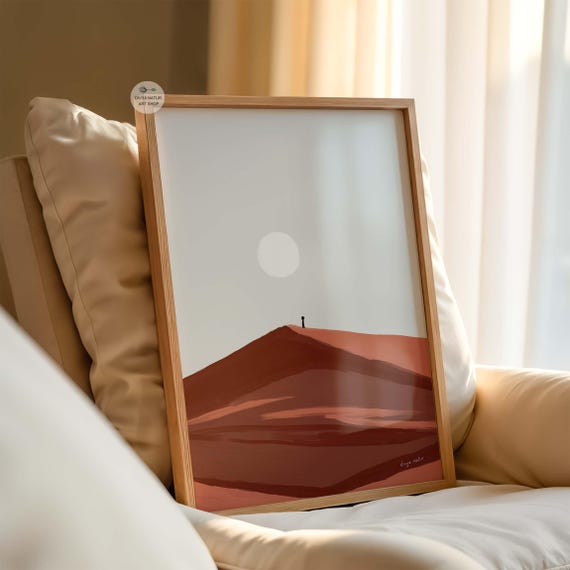 Minimalist Desert Landscape Art Print Terracotta Sand Dunes