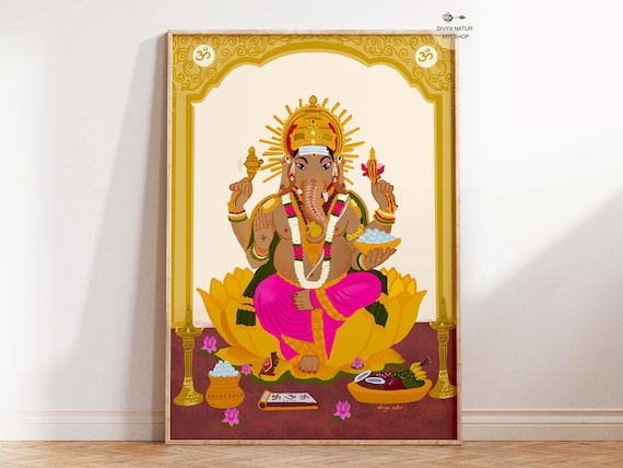 Ganesha Wall Art, Hindu God Puja Decor