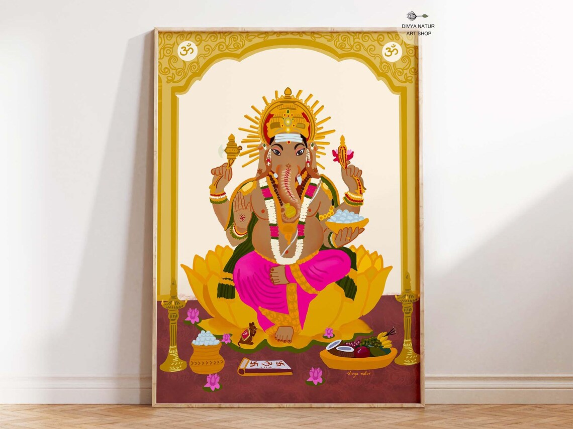 Ganesha Wall Art, Hindu God Puja Decor