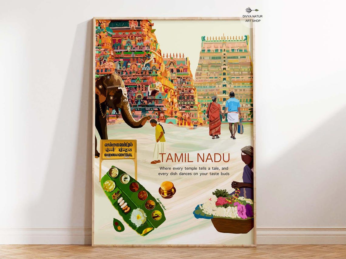Tamil Nadu Temple Food Heritage Culture Travel Gift Piece Poster