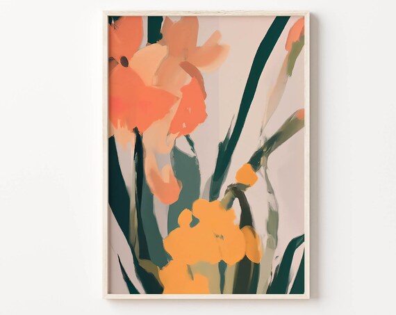 Abstract Flowers Painting Print Botanical Painting Print Tropical Wall Art Modern Wall Art Abstract Wall Art