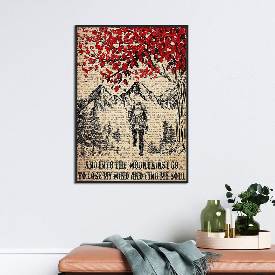 Girl Hiking Mountain, Into the Mountains I Go Poster - Image 3