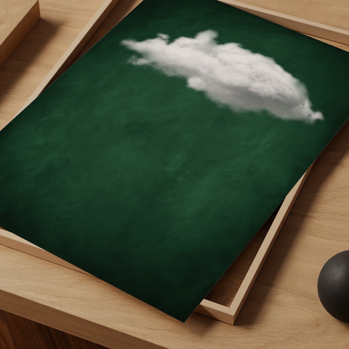 Emerald Green Cloud Abstract Art Print, Minimalist - Image 3