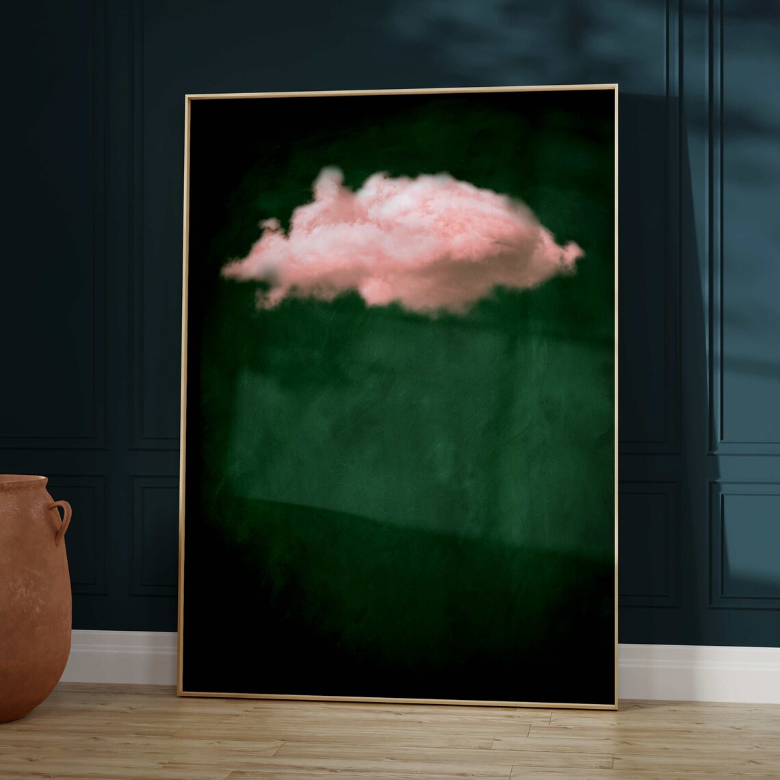 Emerald Green Pink Cloud Abstract Art Print