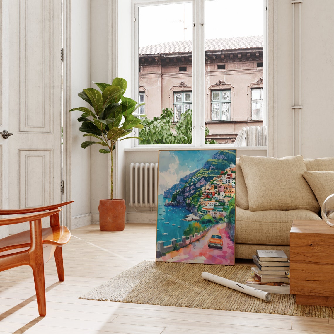 Italy Cinque Terre Painting Amalfi Coast Painting Cinque Terre Wall Art Italy Landscape Poster Europe Poster Travel Gift P539 - Image 2