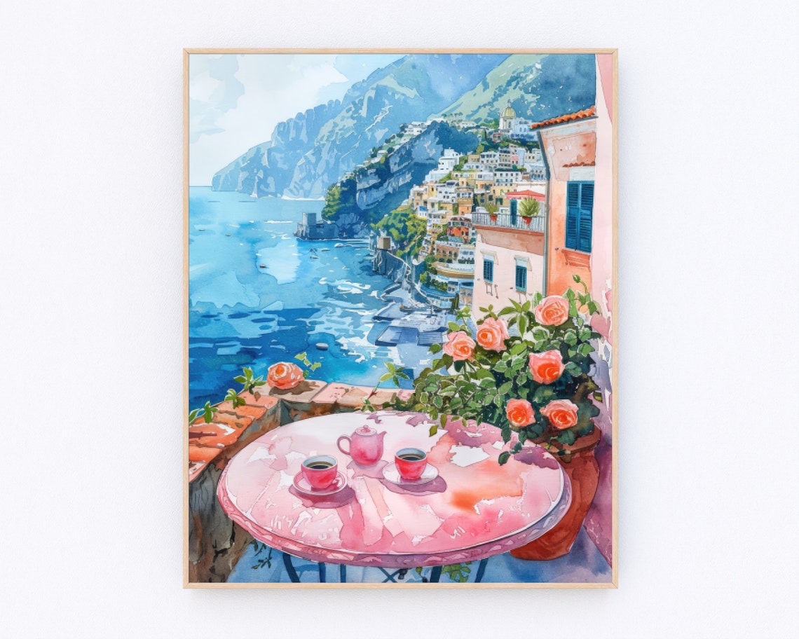 Amalfi Coast Painting Lemon Tree Painting Sicilian Wall Art Italy Wall Art Italy Landscape Poster Europe Poster Travel Gift P575