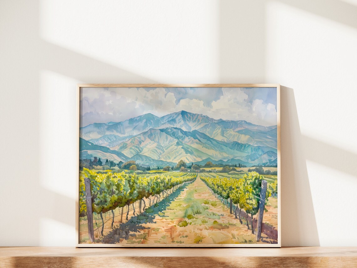 Napa Valley Winery Watercolor Landscape Art Print - Image 2