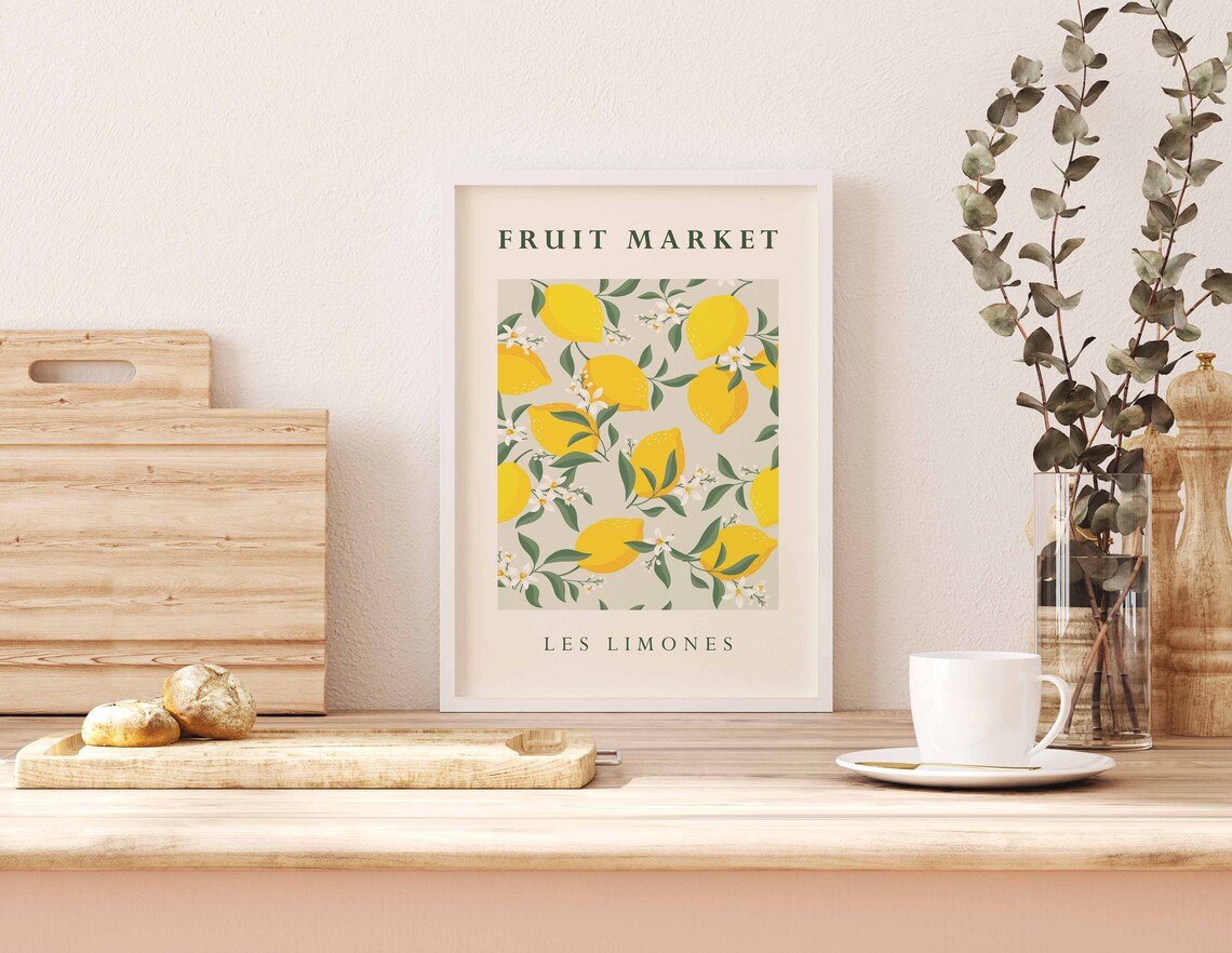 Yellow Print Lemon Print Kitchen Wall Art Fruit Print Wall Art Print Kitchen Instant Citrus Fruit Print Yellow - Image 3