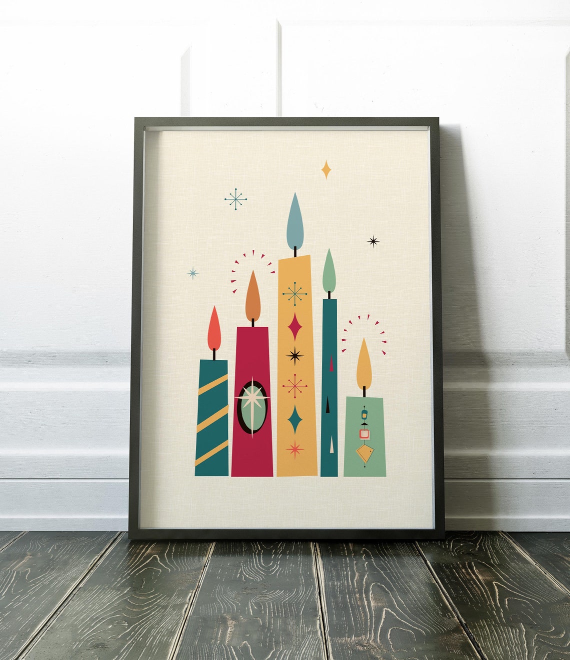 Christmas Candles, Mid Century Modern Art Print - Image 2