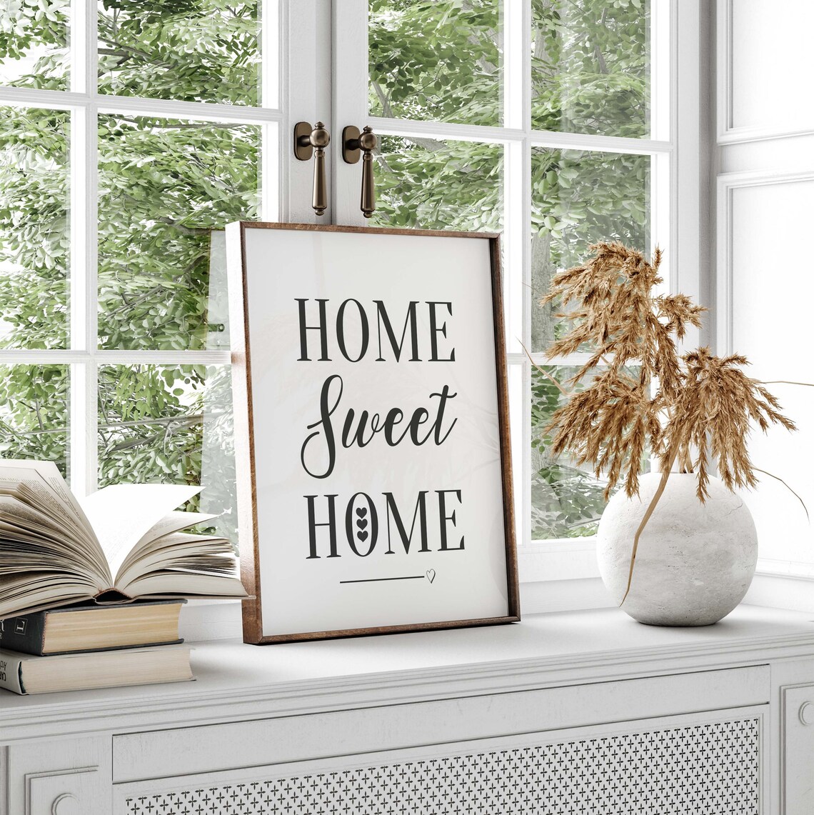 Home Sweet Home Heart Script Typography Farmhouse Wall Poster - Image 3