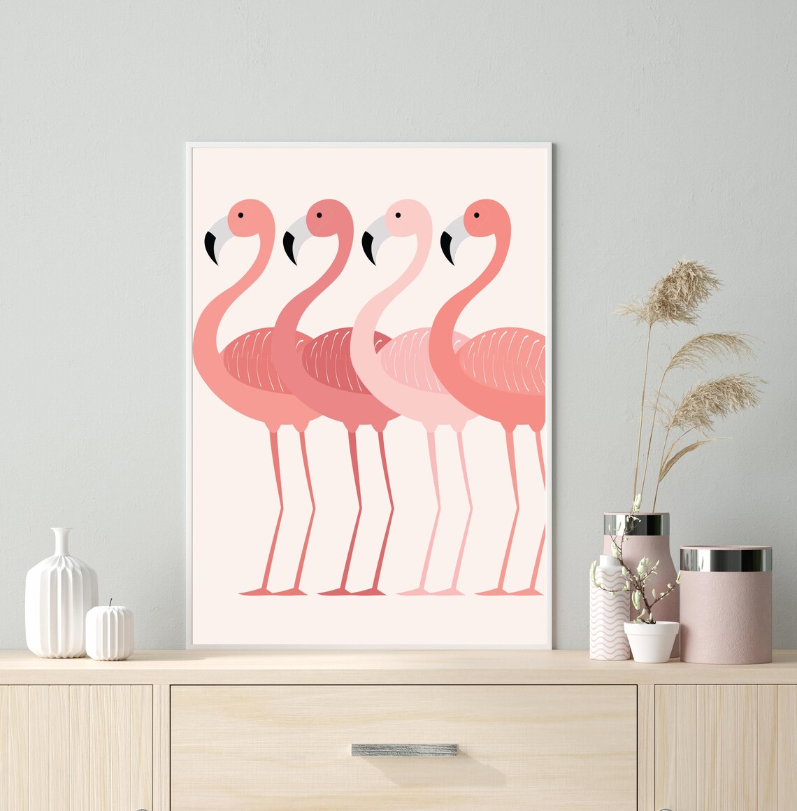 Flamingo Pink Wall Art Print, Bird Illustration - Image 2