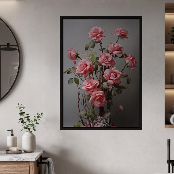 Blush Pink Roses Matte Vertical Poster Elegant Botanical Wall Art Museum Grade Floral Print For Romantic Home Decor Thoughtful Gifts