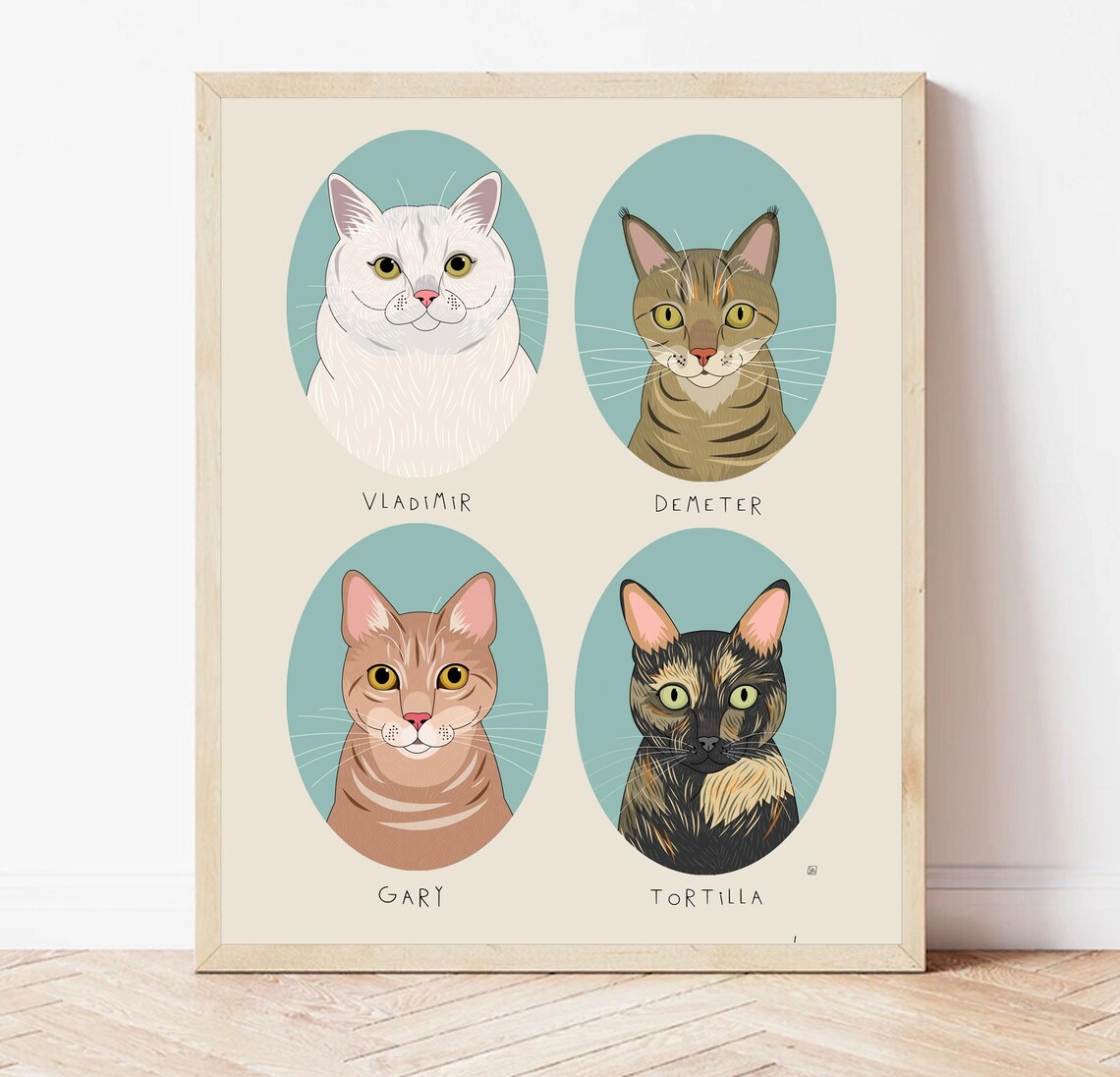 Tigger Chloe Leo and Carlos Named Four Pet Portrait Custom Poster - Image 5