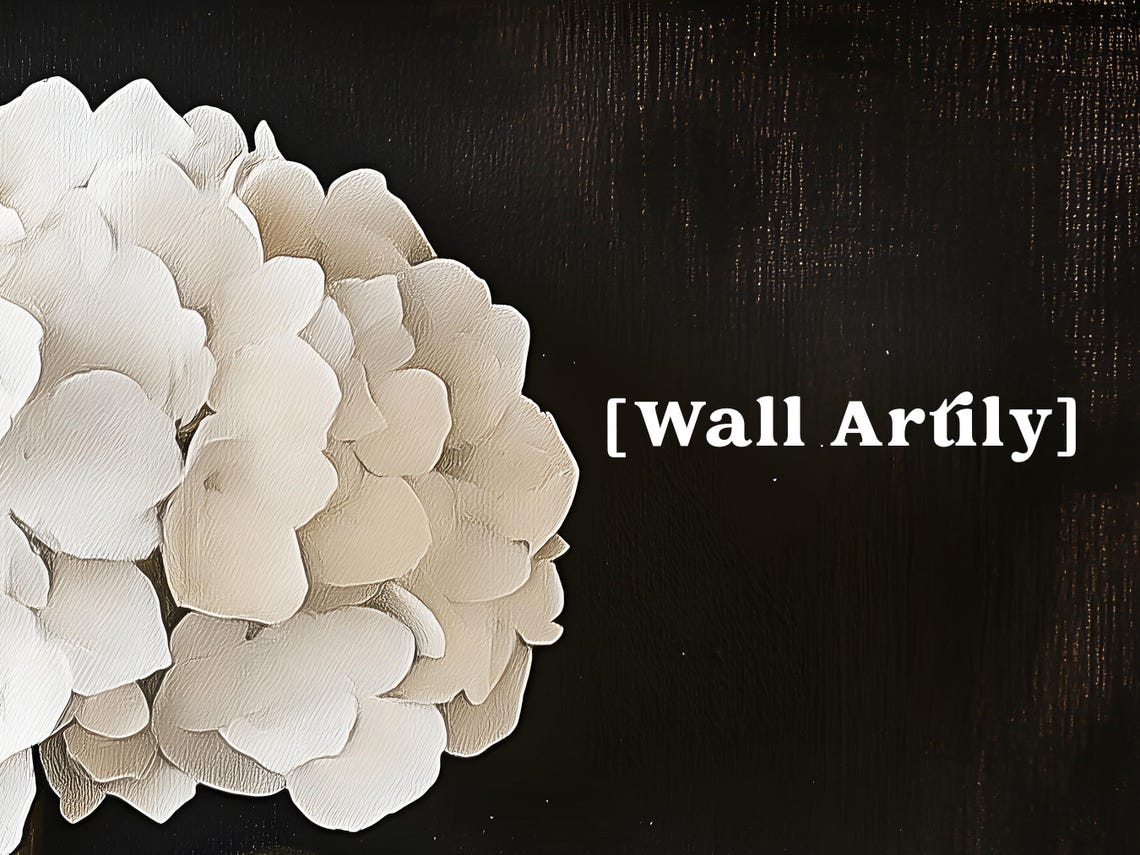 White Hydrangea Moody Dark Background Floral Botanical Poster - Image 3