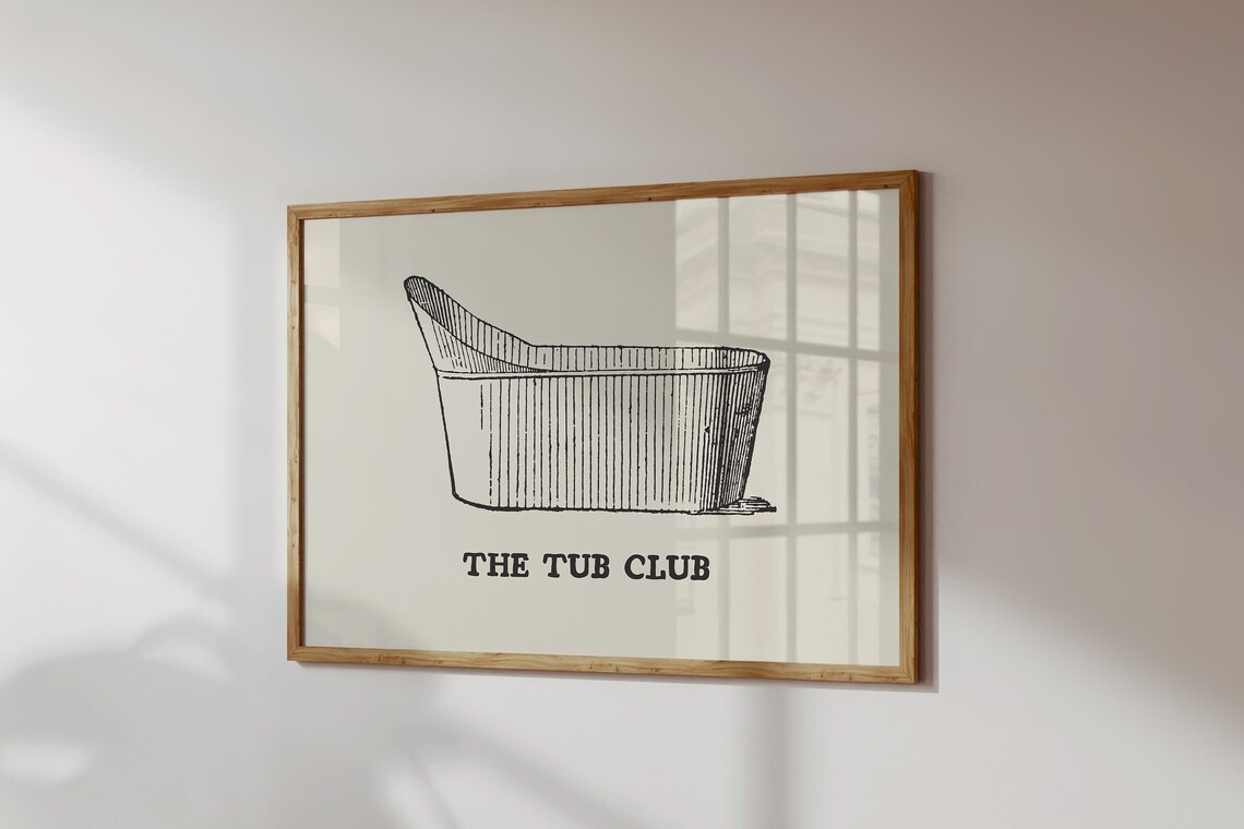The Tub Club Vintage Bathroom Art Print - Image 3