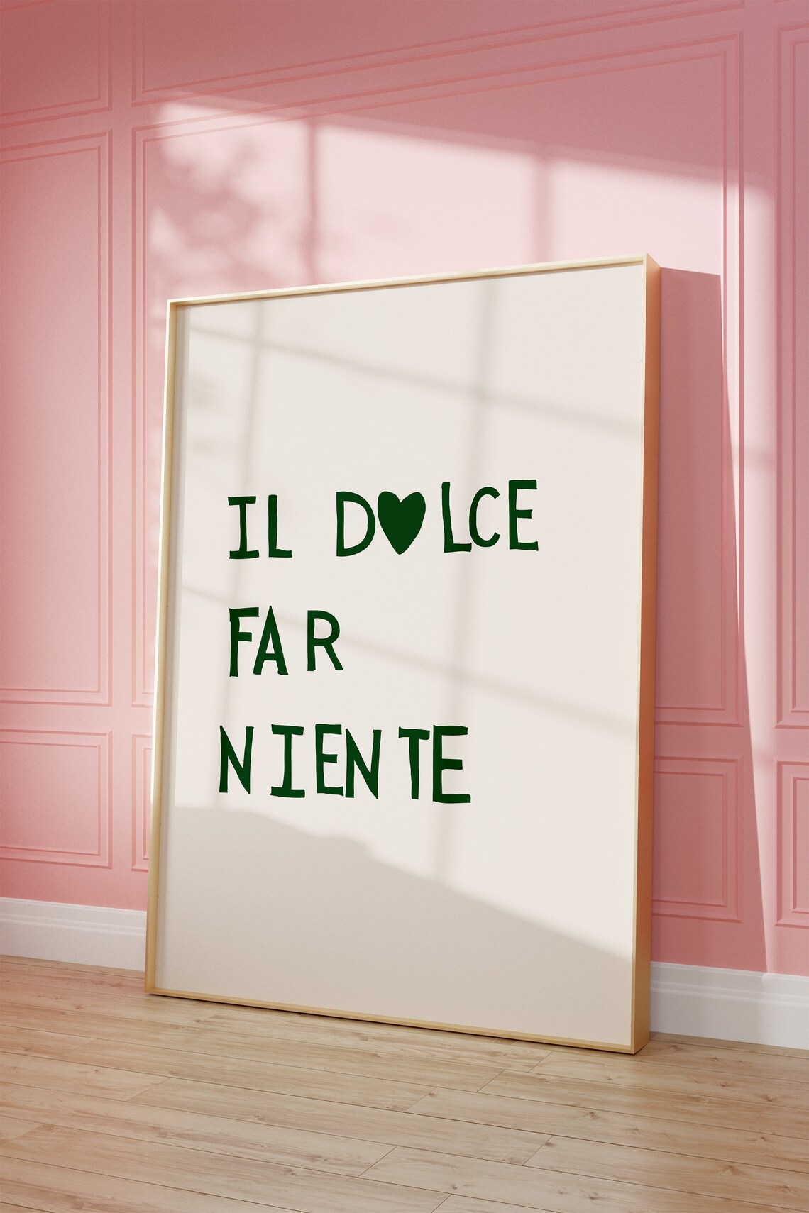 Il Dolce Far Niente Green Italian Quote Heart Typography Poster - Image 2