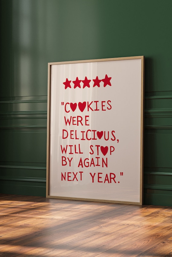 Cookies Were Delicious Santa Claus Review 5-Star Christmas Poster