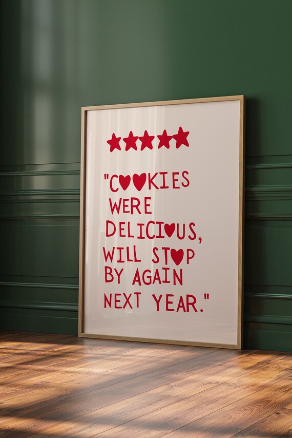 Funny Santa Print Cute Christmas Decor Heart Typography Print Santa Clause Poster Trendy Christmas Wall Art 1 Print