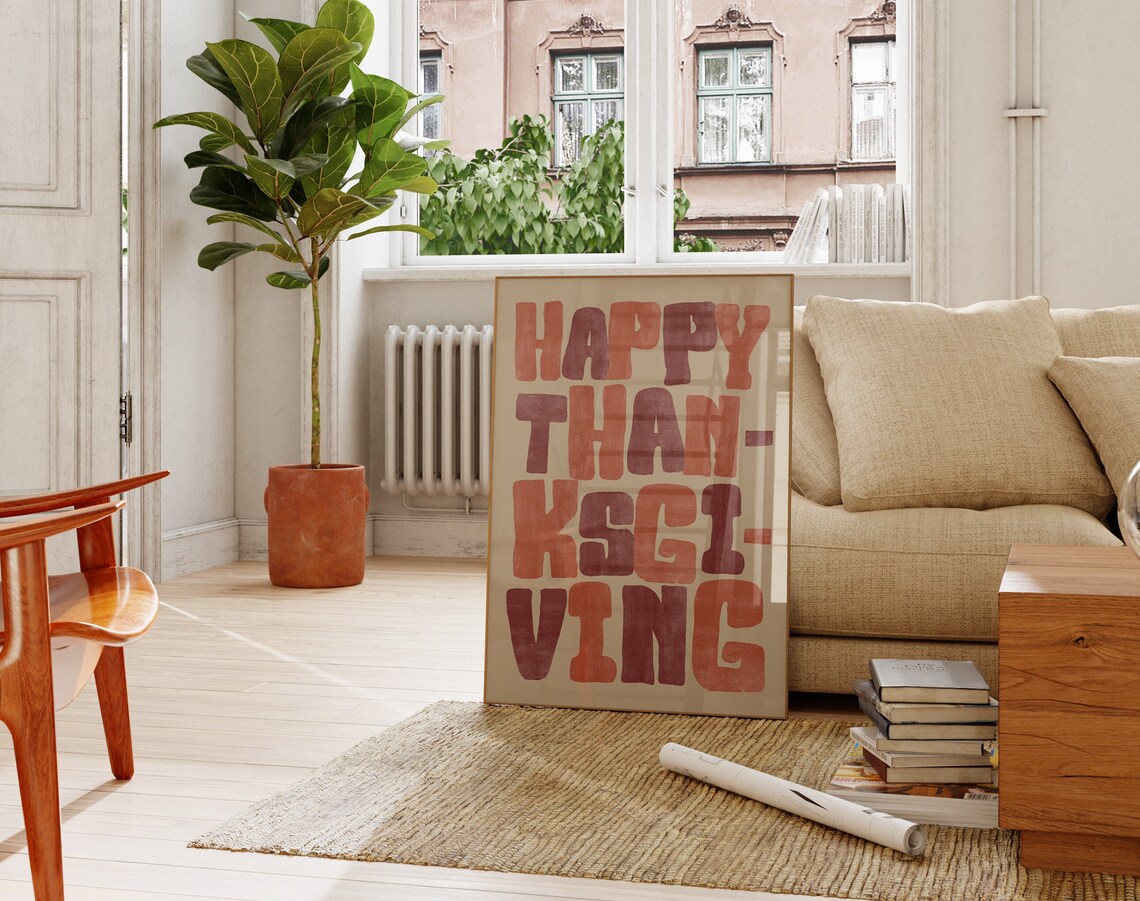 Happy Thanksgiving Retro Typography Art Print - Image 2