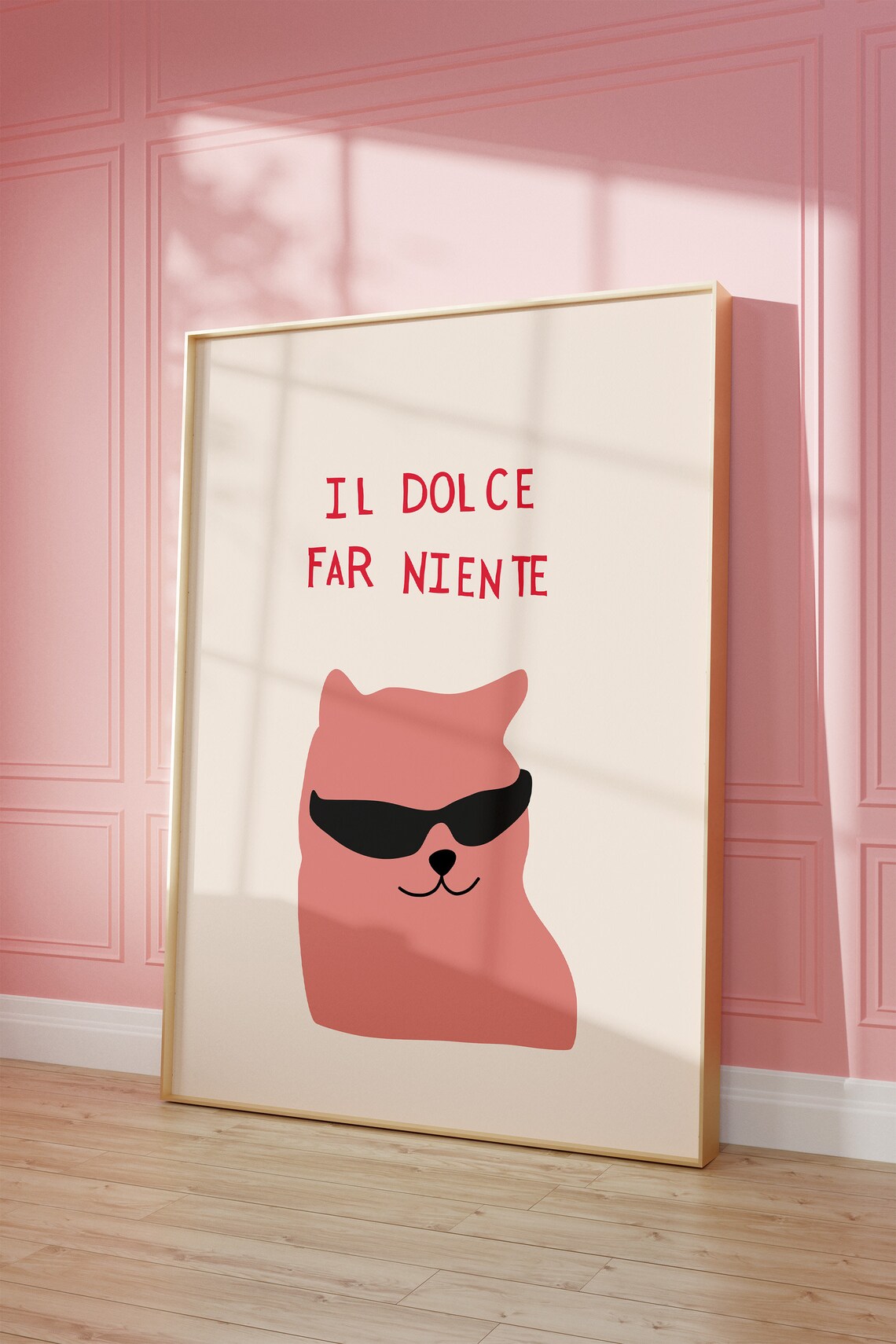 Il Dolce Far Niente Cool Cat Sunglasses Funny Italian Poster - Image 2