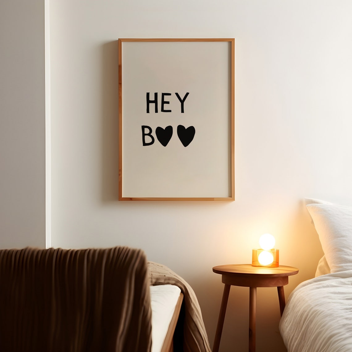 Hey Boo Cute Halloween Typography Sweet Heart Lettering Decor Print - Image 3