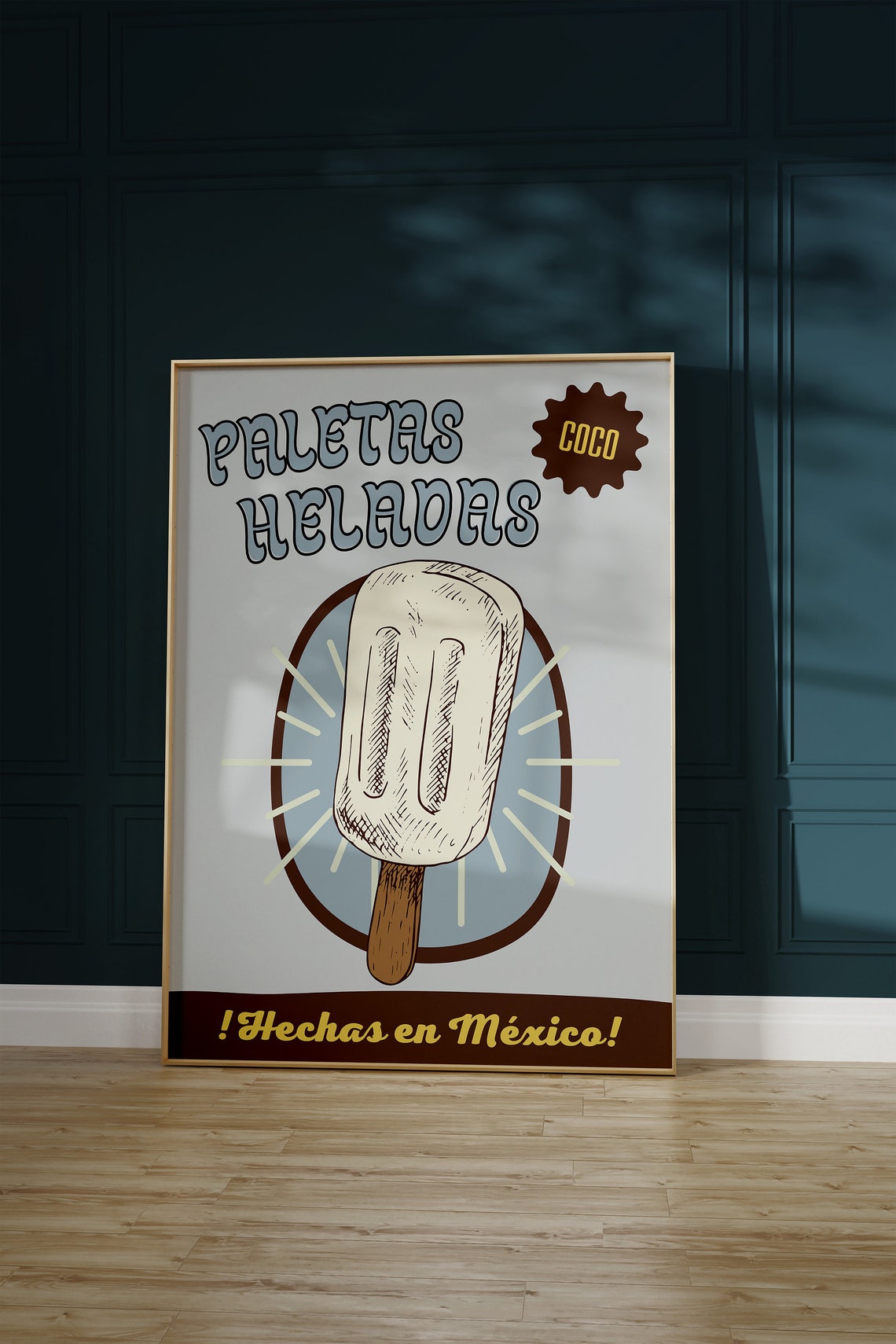 Paletas Heladas Coco Coconut Popsicle Charming Mexico Vintage Poster - Image 3