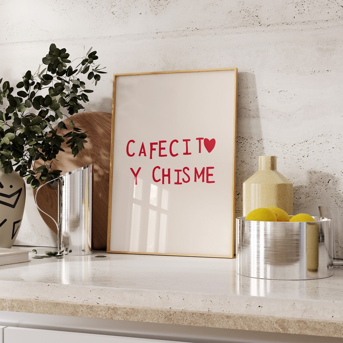 Cafecito Y Chisme Minimalist Heart Art Print - Image 4