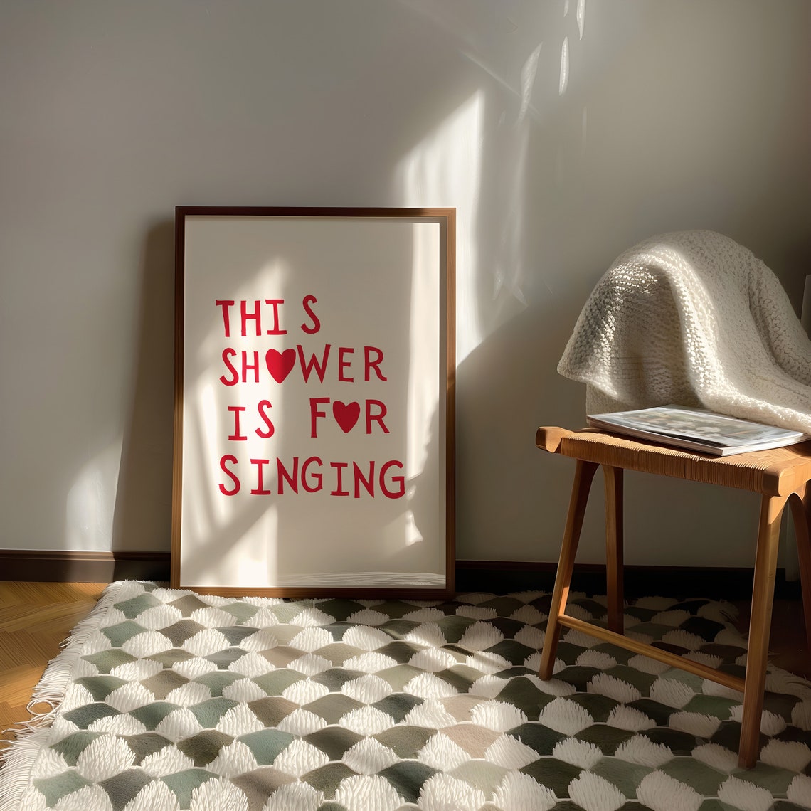 This Shower Is For Singing Red Quote Girly Bathroom Decor Poster - Image 2