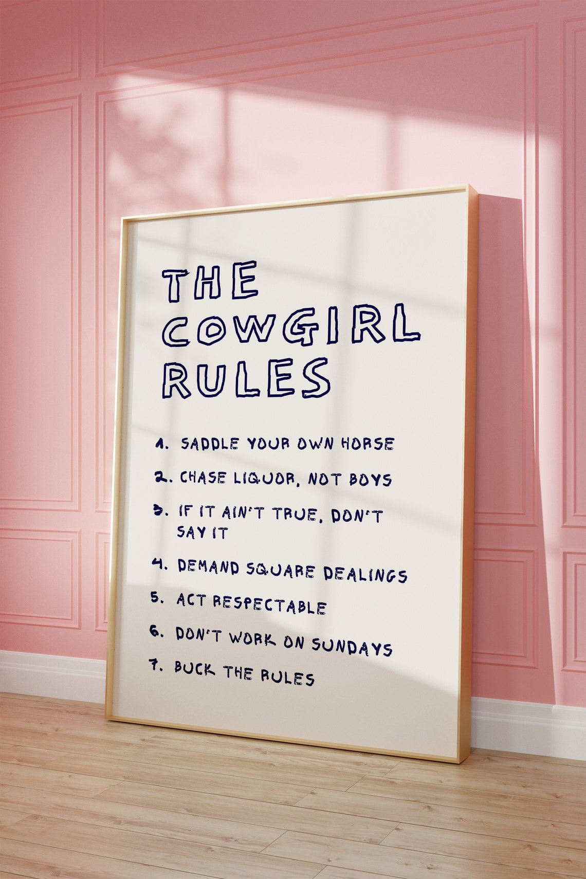 The Cowgirl Rules Print Western Home Decor Modern Southwestern Wall Art Cowgirl Quote Poster Blue Trendy Wall Art 1 Print - Image 2