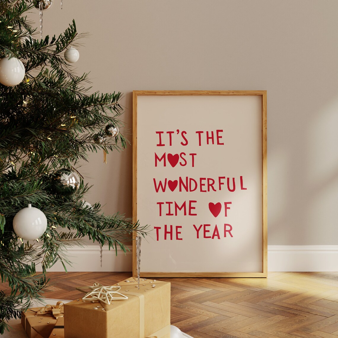 It's the Most Wonderful Time of the Year Red Heart Christmas Poster - Image 4