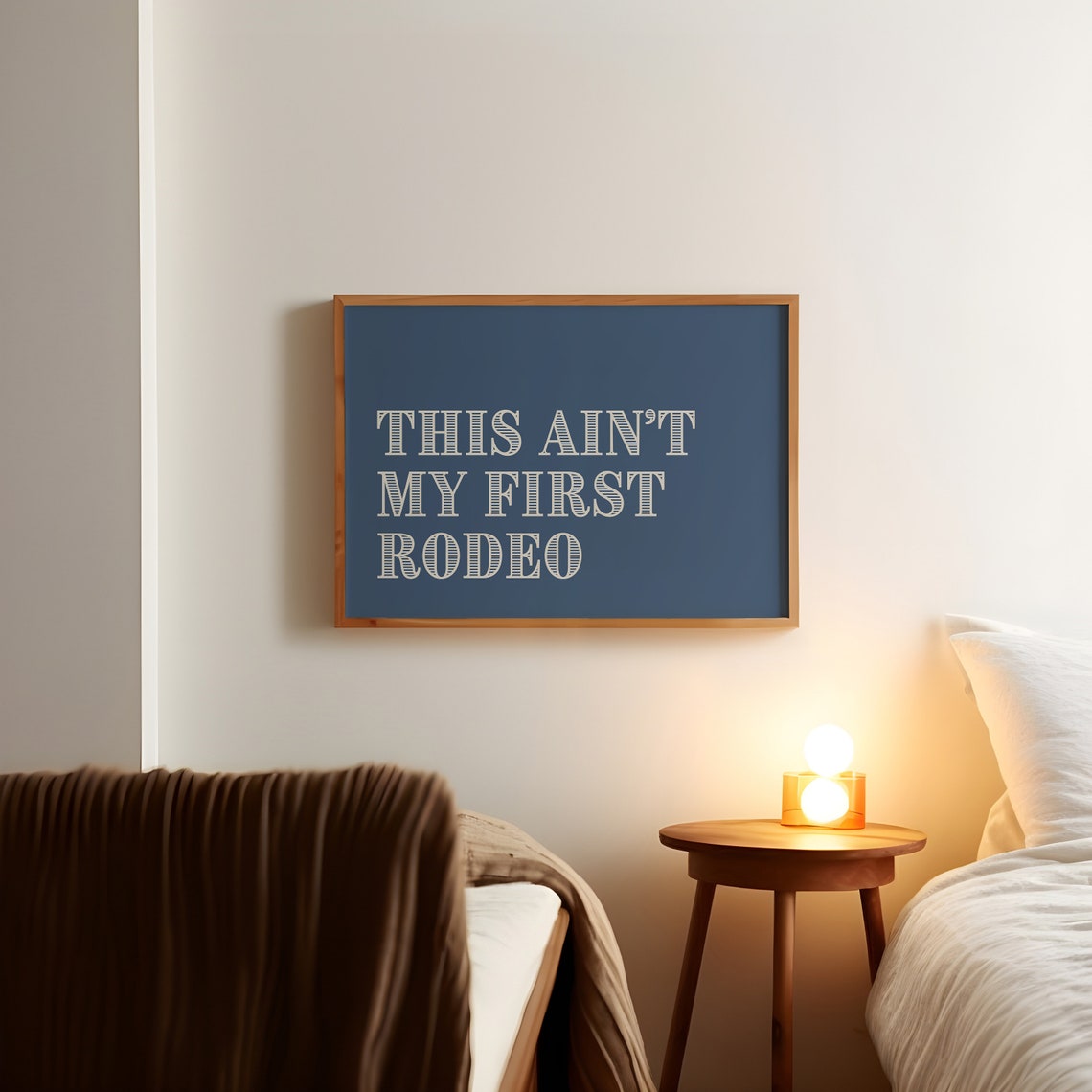Retro Rodeo Poster Blue Western Typography Wall Art Vintage Wild West Poster Funny Western Print 1 Horizontal Print - Image 3