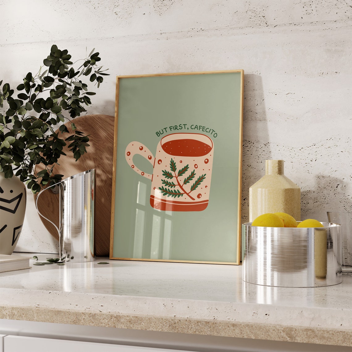 But First Cafecito Christmas Coffee Mug Festive Kitchen Decor Poster - Image 3