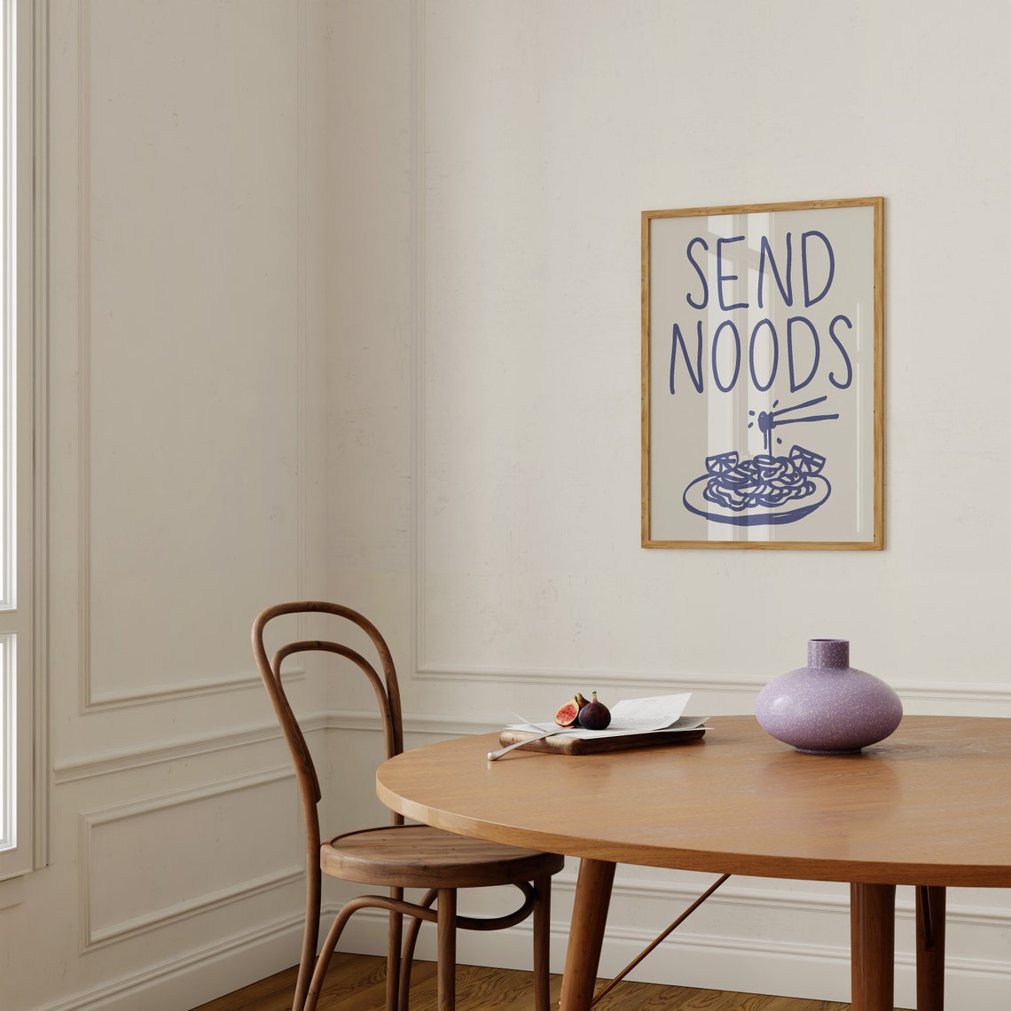 Send Noods Funny Blue Noodle Bowl Kitchen Pun Foodie Decor Poster - Image 2