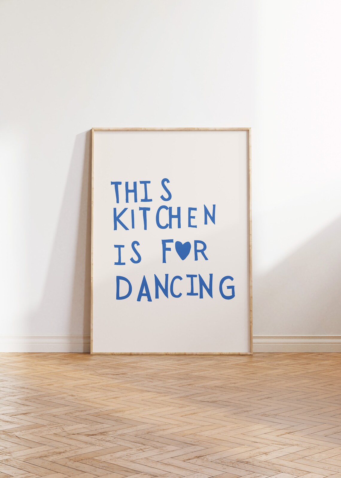 Cute Dance Art Blue Kitchen Minimalist Heart Print - Image 3