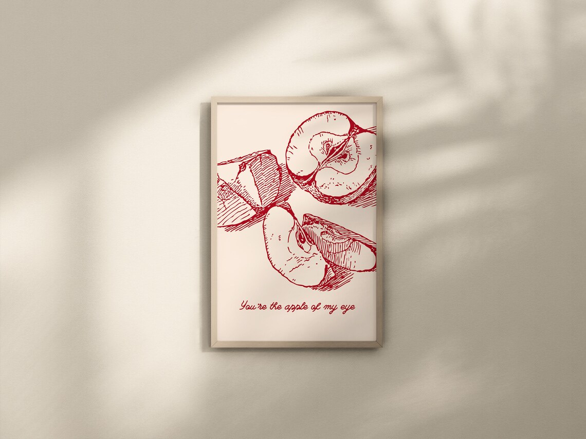 You're The Apple Of My Eye Red Apple Sketch Sweet Kitchen Poster - Image 2